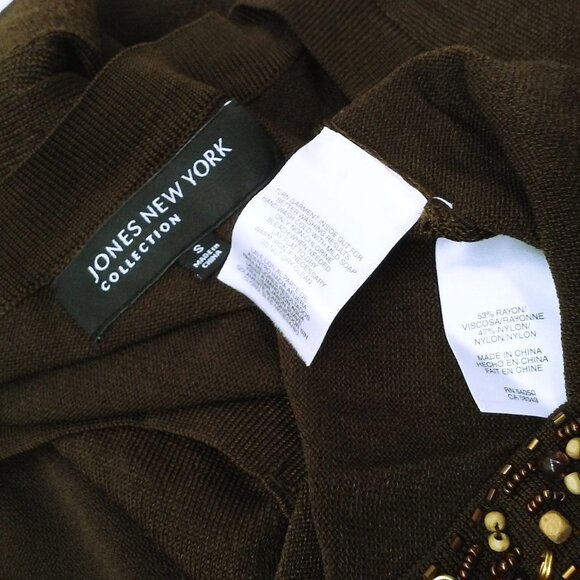 Vintage Y2K Jones New York Open-Front Cardigan Fine Knit Sweater -S(4) Beaded - Picture 9 of 10